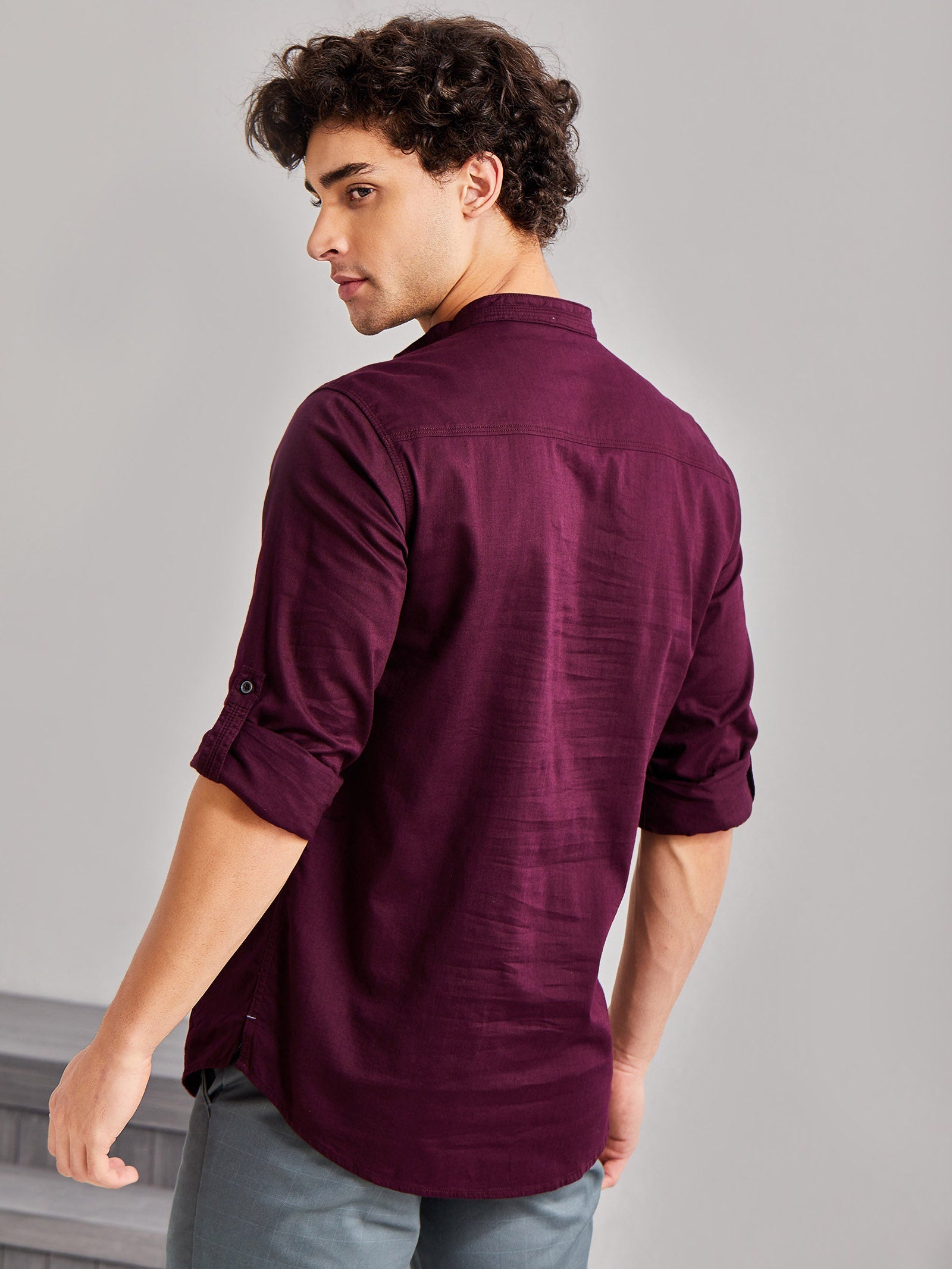 Maroon Solid Kurta