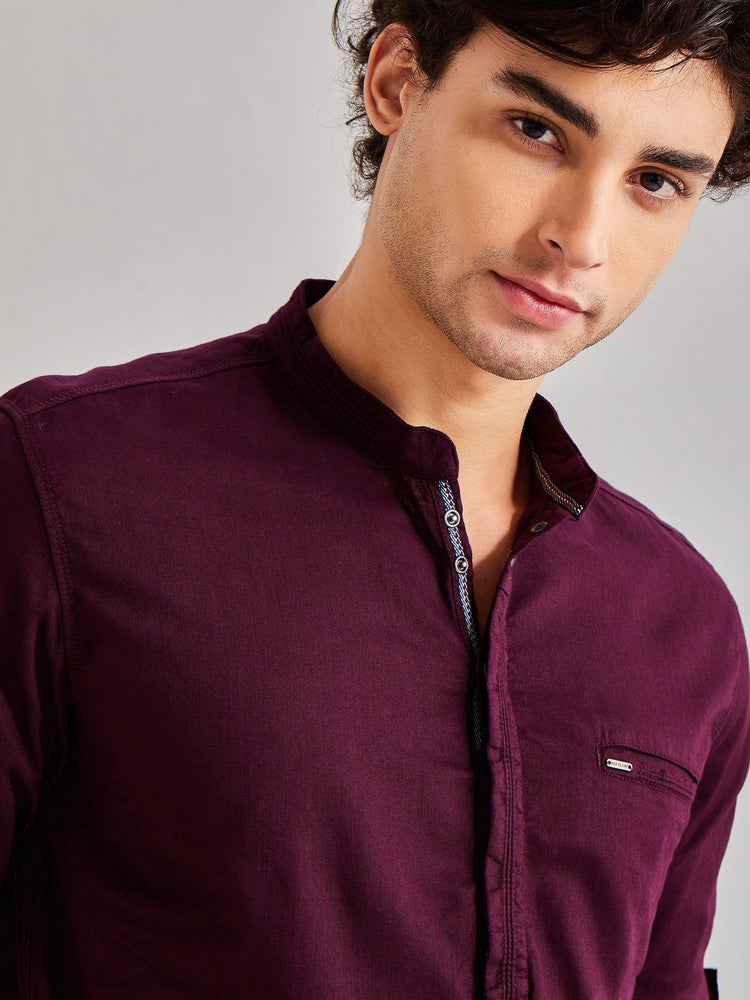 Maroon Solid Kurta