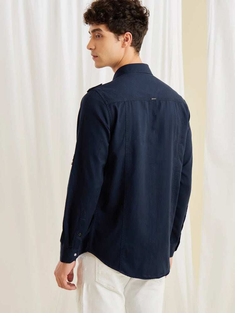 Navy Twill Cargo Shirt