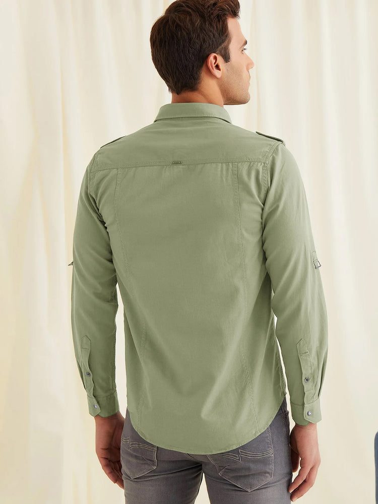 Pista Green Twill Cargo Shirt