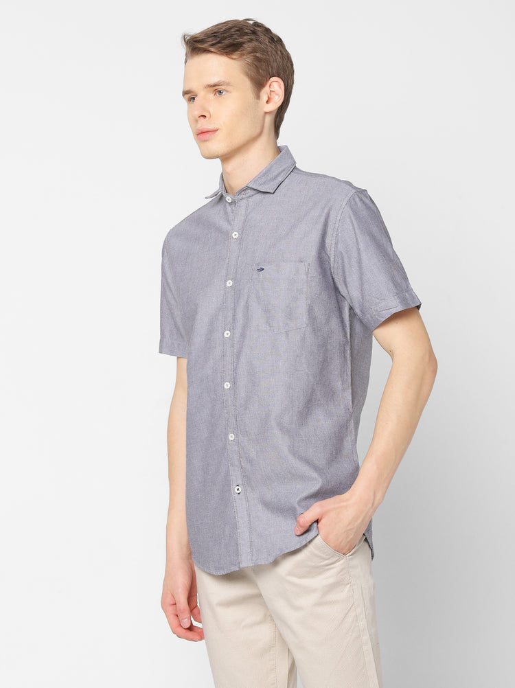 Grey Solid Casual Shirt