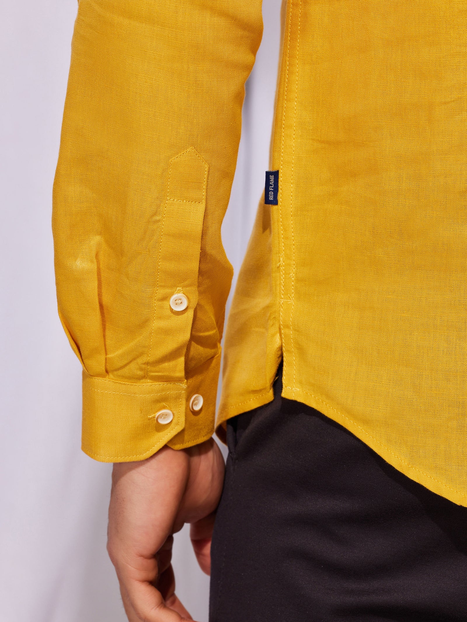 Yellow Solid Linen Kurta