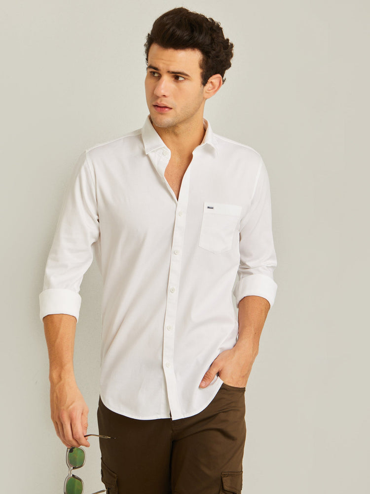 White Stretch Dobby Shirt