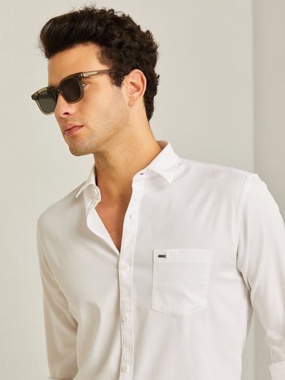 White Stretch Dobby Shirt