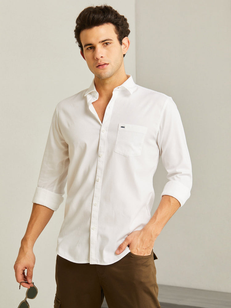 White Stretch Dobby Shirt