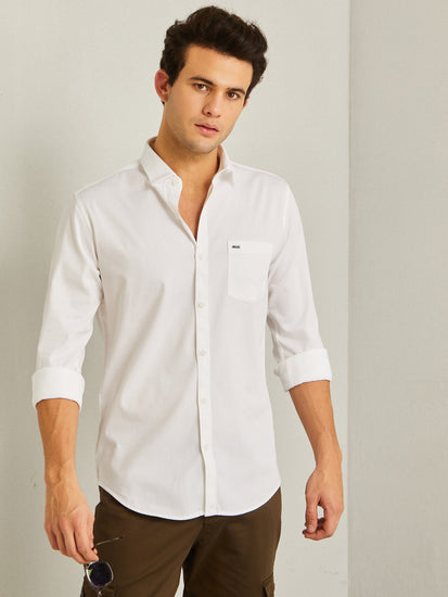 White Stretch Dobby Shirt