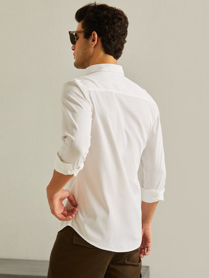 White Stretch Dobby Shirt