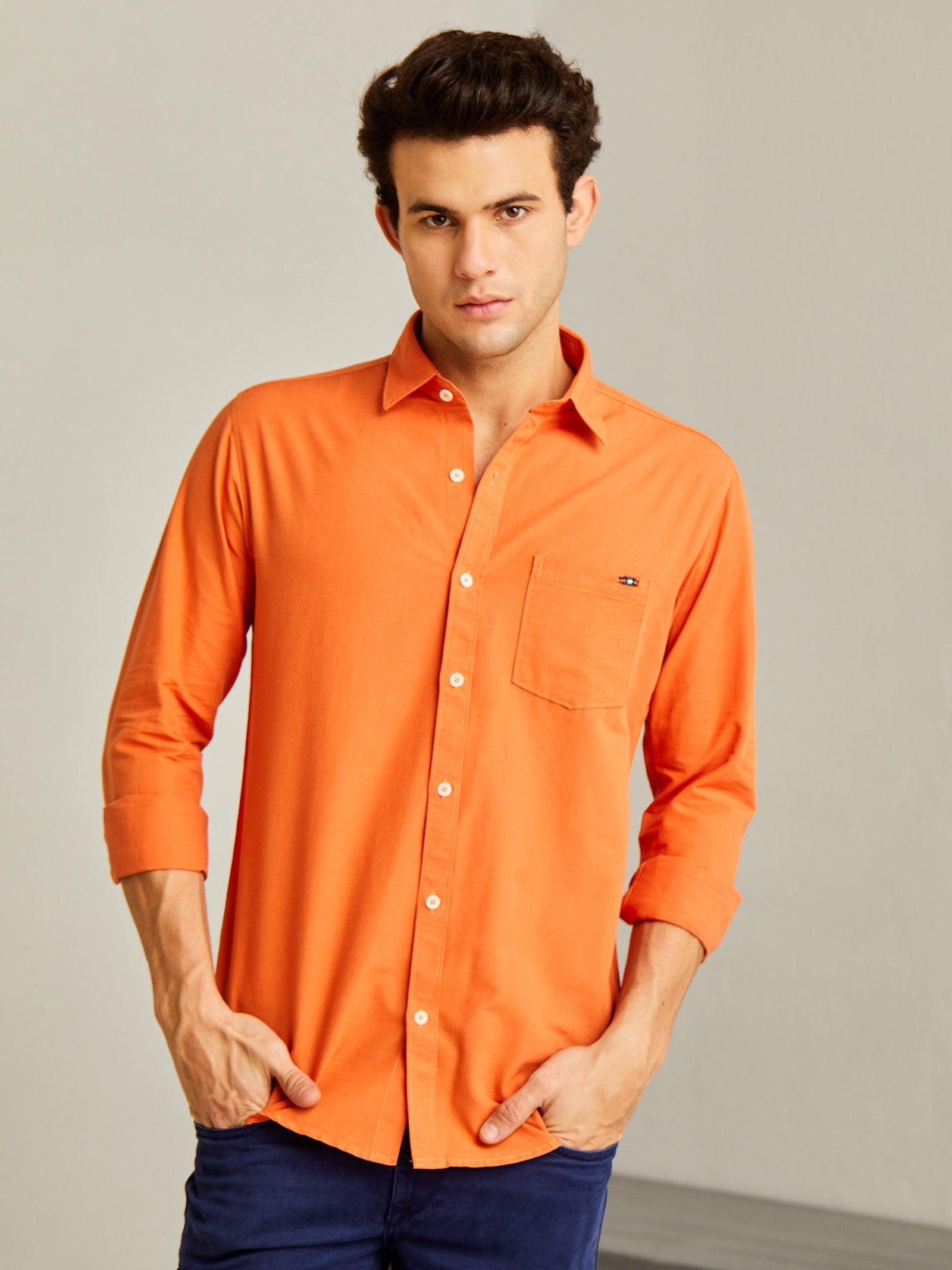 Orange Solid Shirt