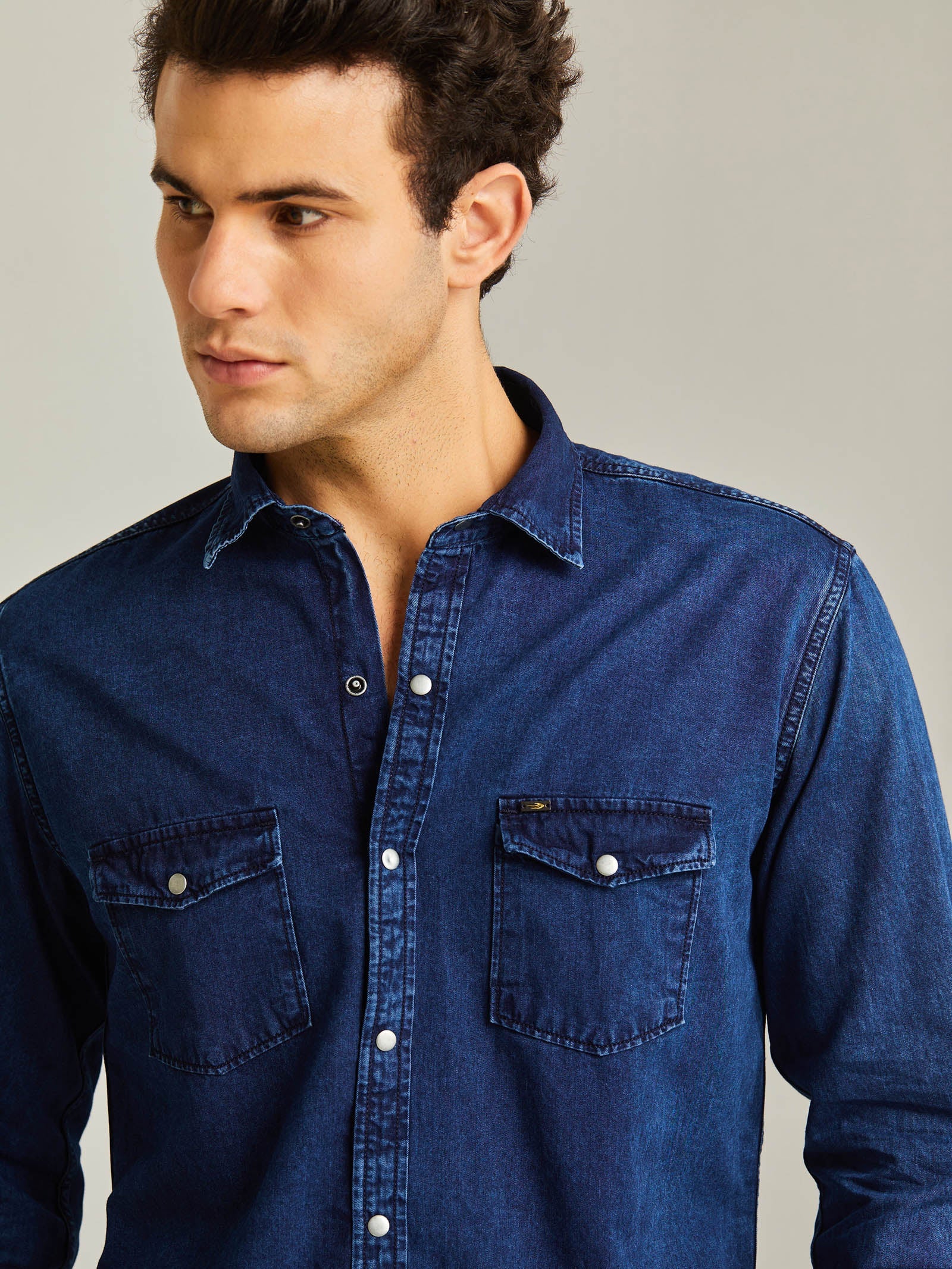 Navy Twill Denim Shirt