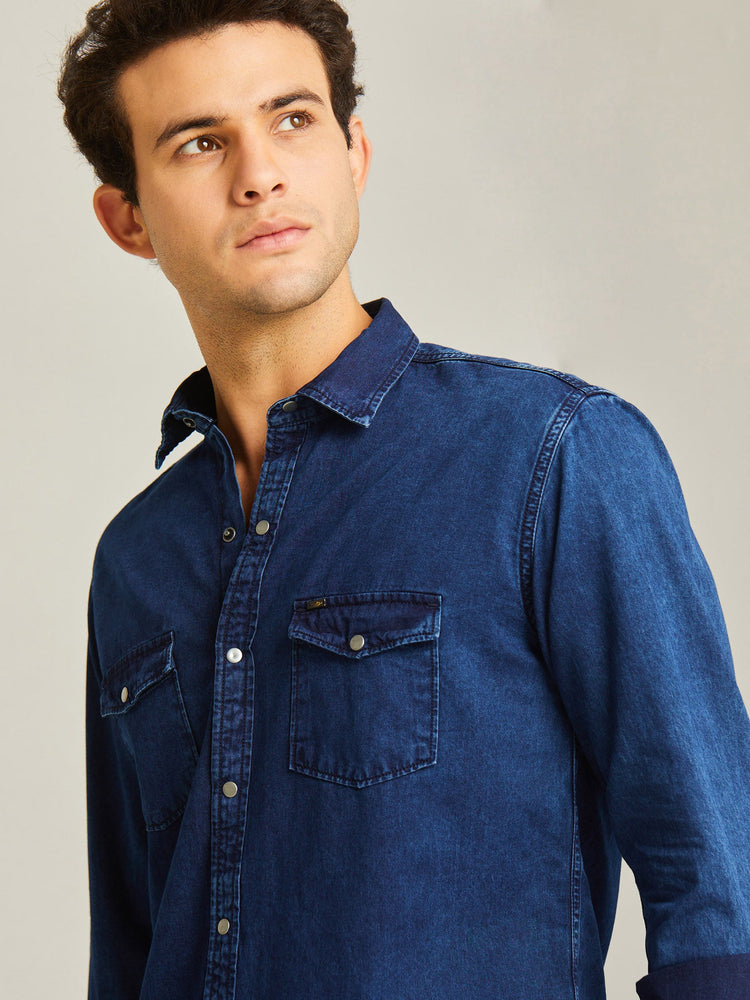 Navy Twill Denim Shirt