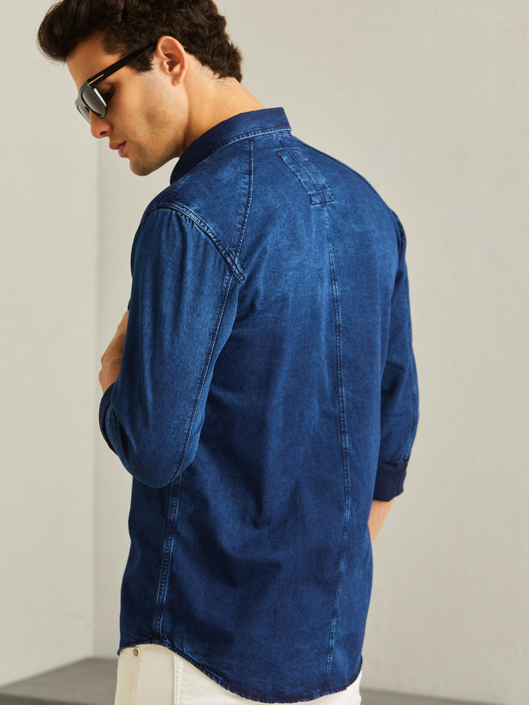 Navy Twill Denim Shirt