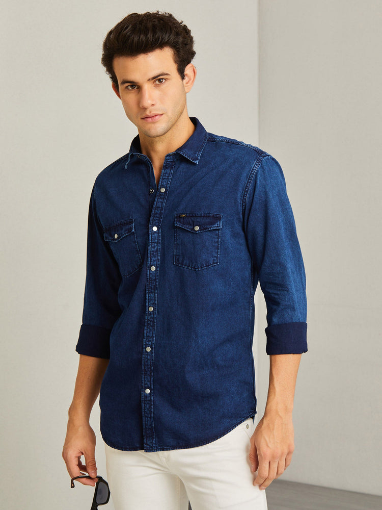 Navy Twill Denim Shirt