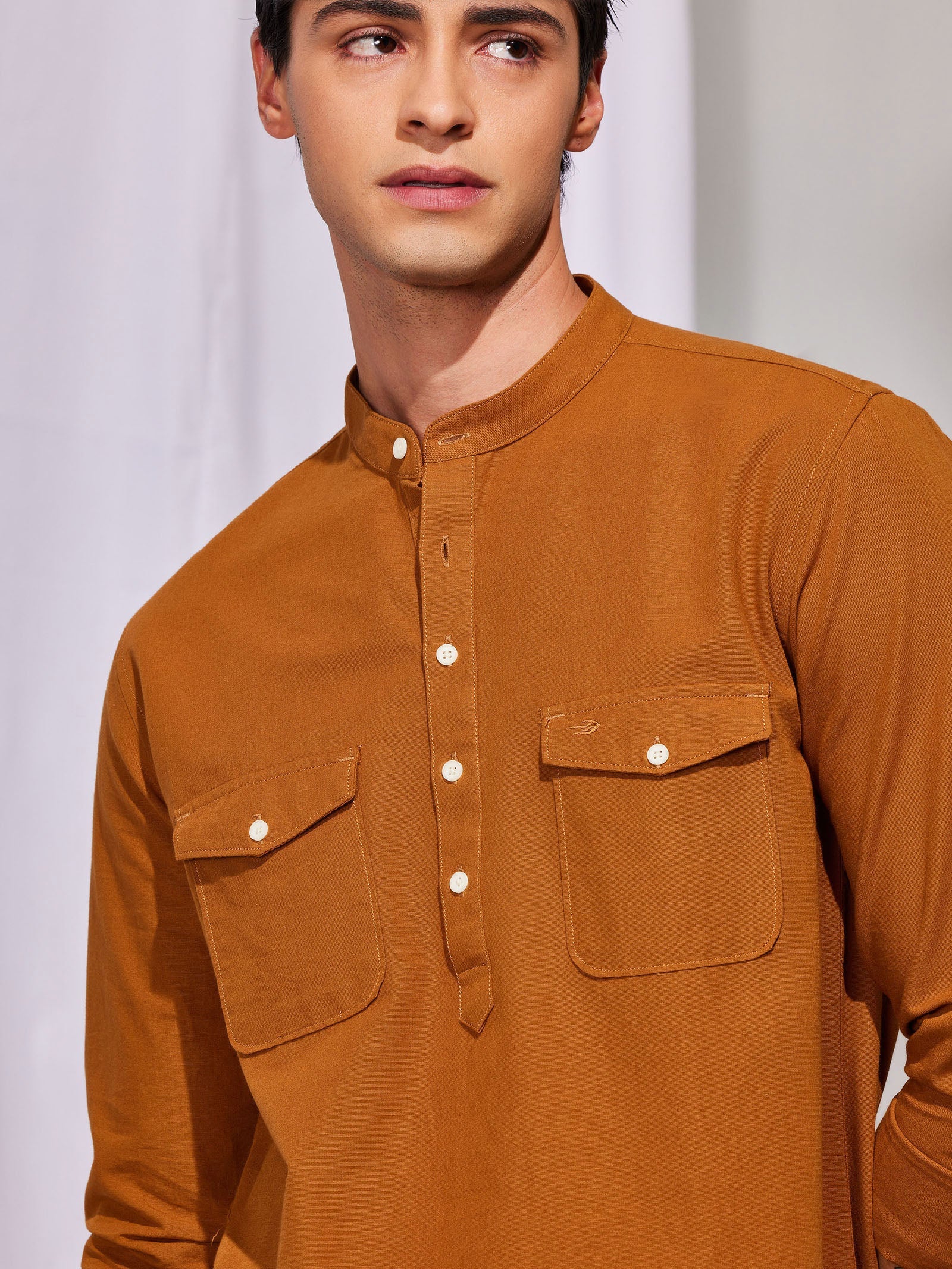 Khaki Double Pocket Kurta