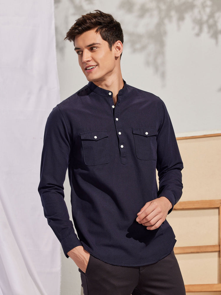 Navy Double Pocket Kurta