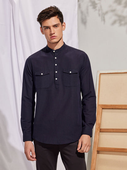 Navy Double Pocket Kurta