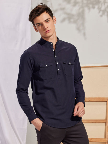 Navy Double Pocket Kurta