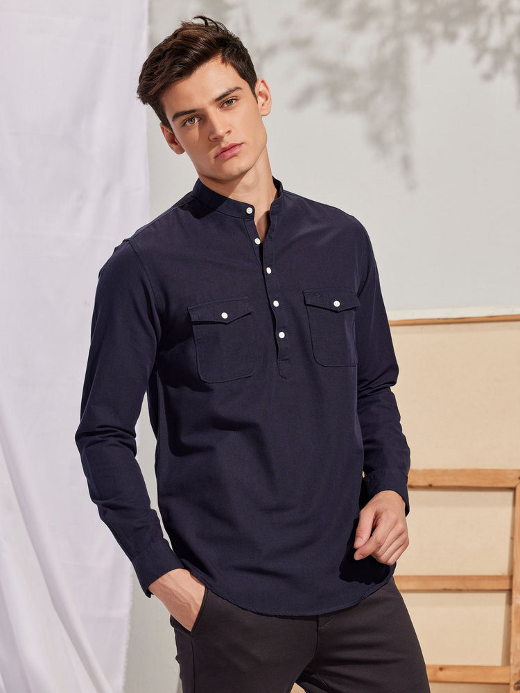 Navy Double Pocket Kurta