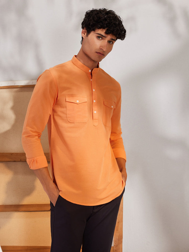 Orange Double Pocket Kurta