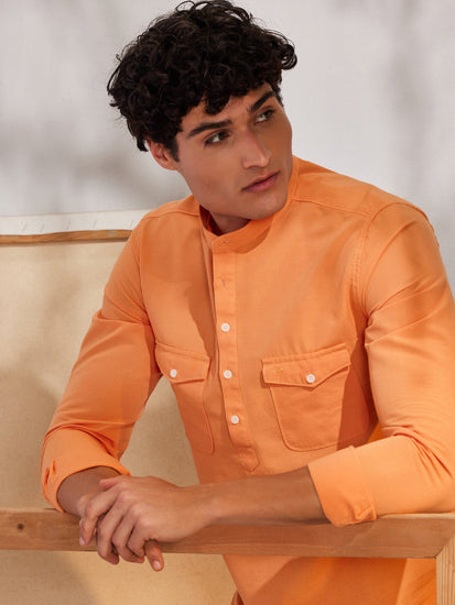 Orange Double Pocket Kurta