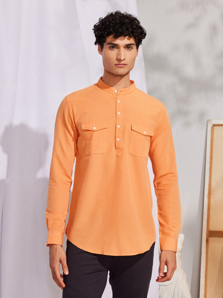 Orange Double Pocket Kurta