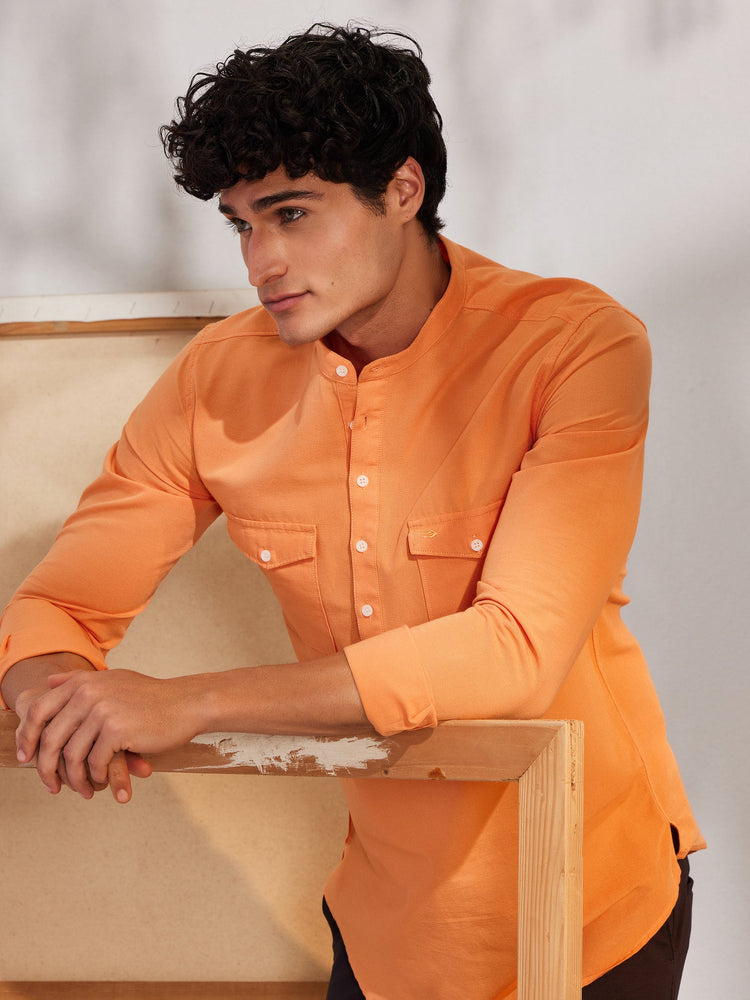 Orange Double Pocket Kurta