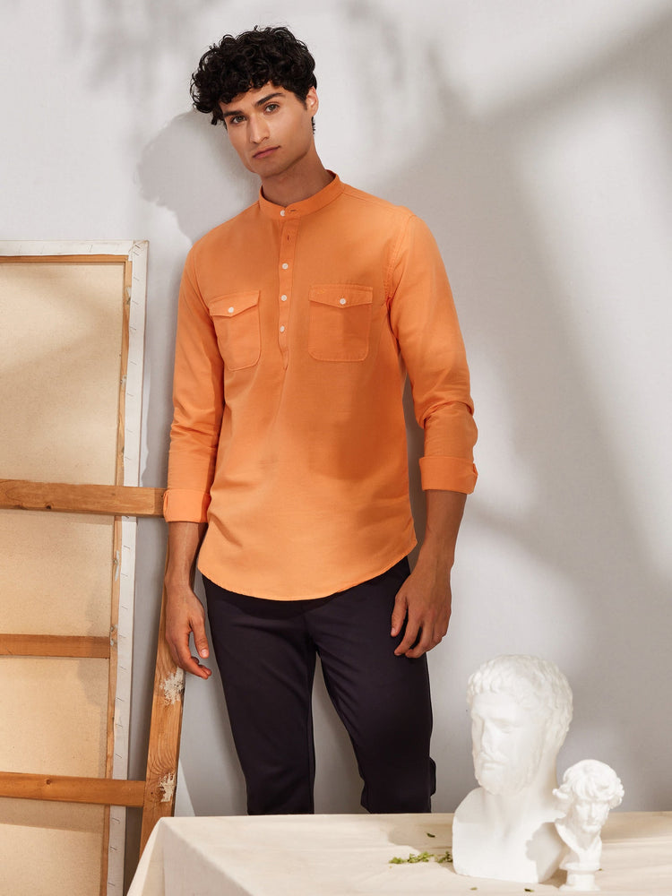 Orange Double Pocket Kurta