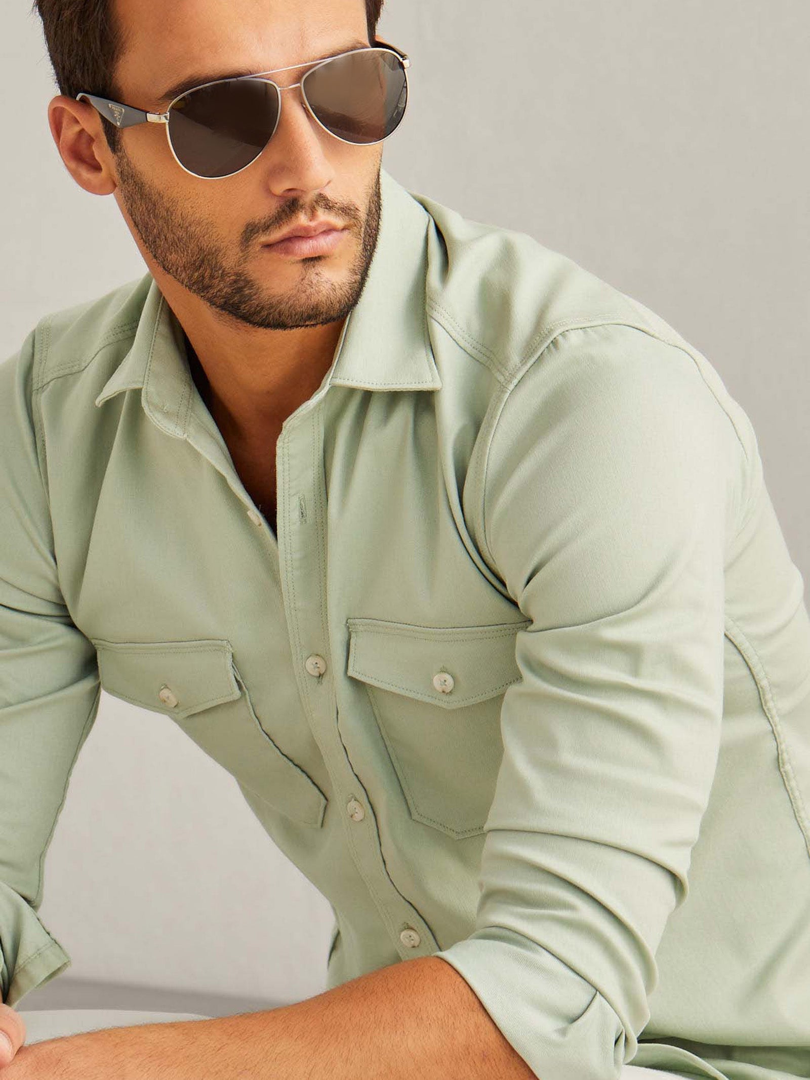 Green Power Stretch Cargo Shirt
