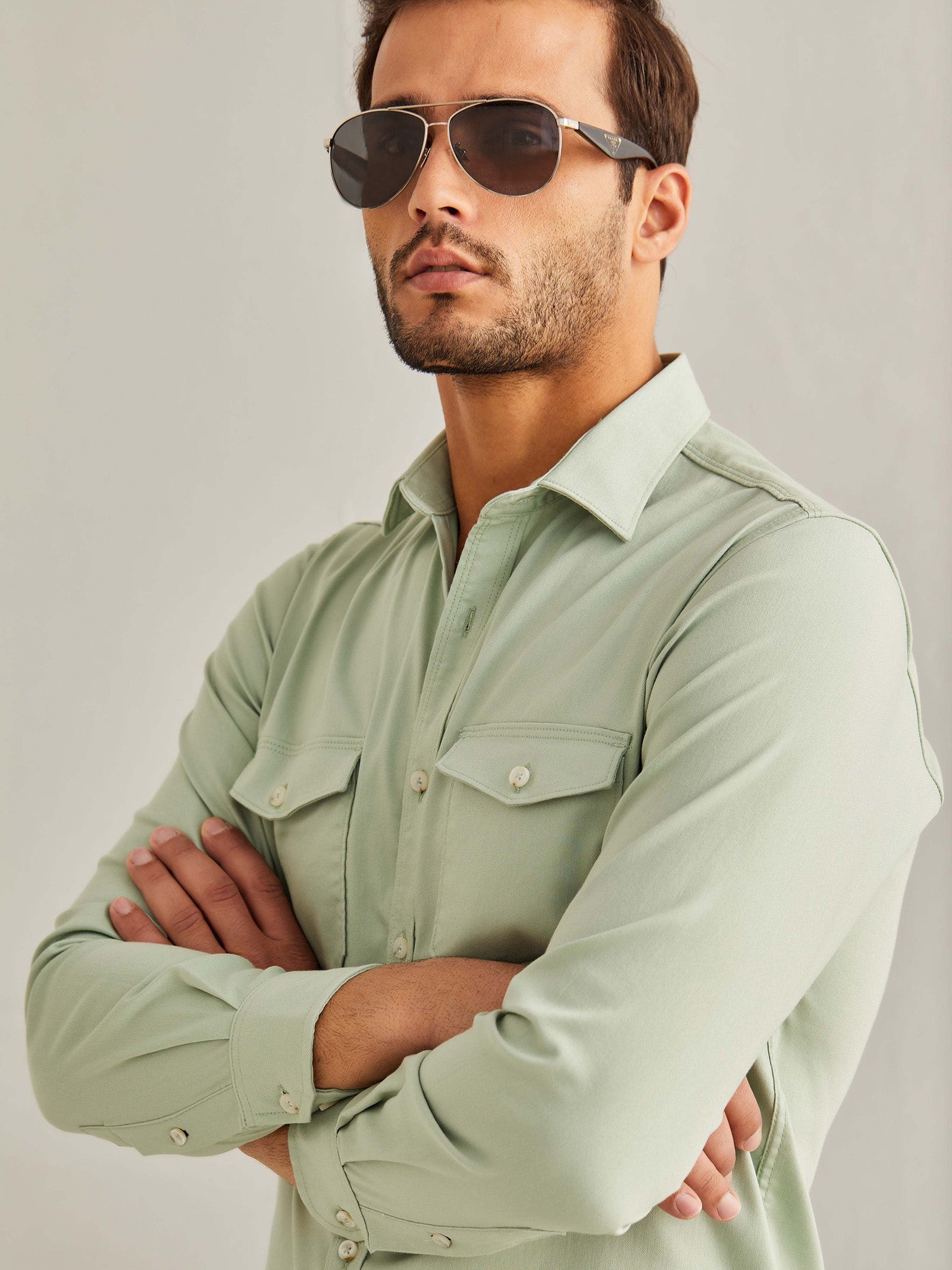 Green Power Stretch Cargo Shirt