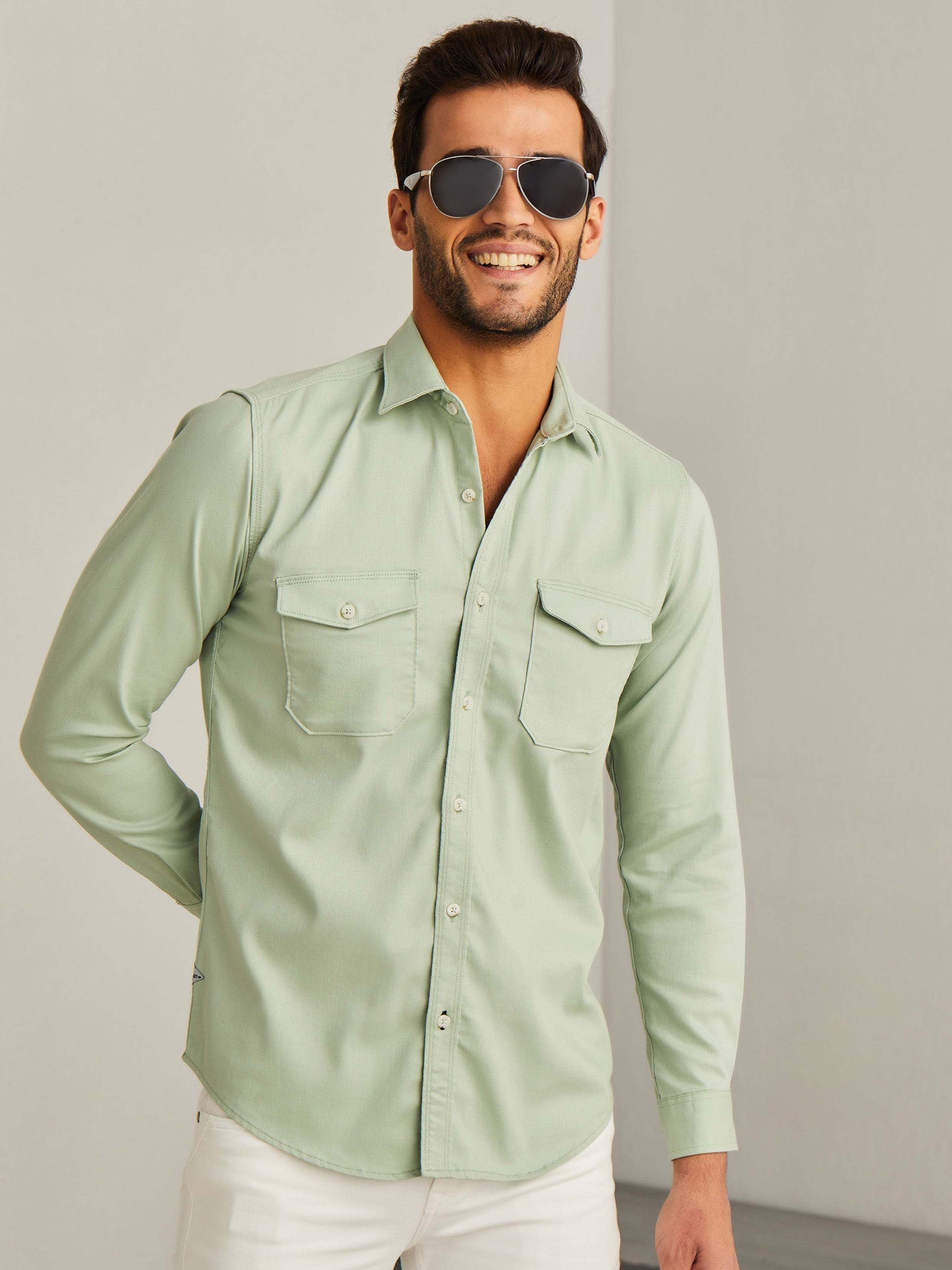 Green Power Stretch Cargo Shirt