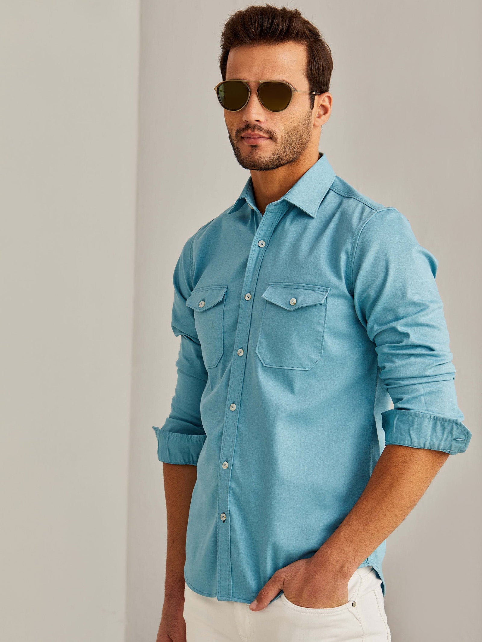 Cyan Power Stretch Cargo Shirt