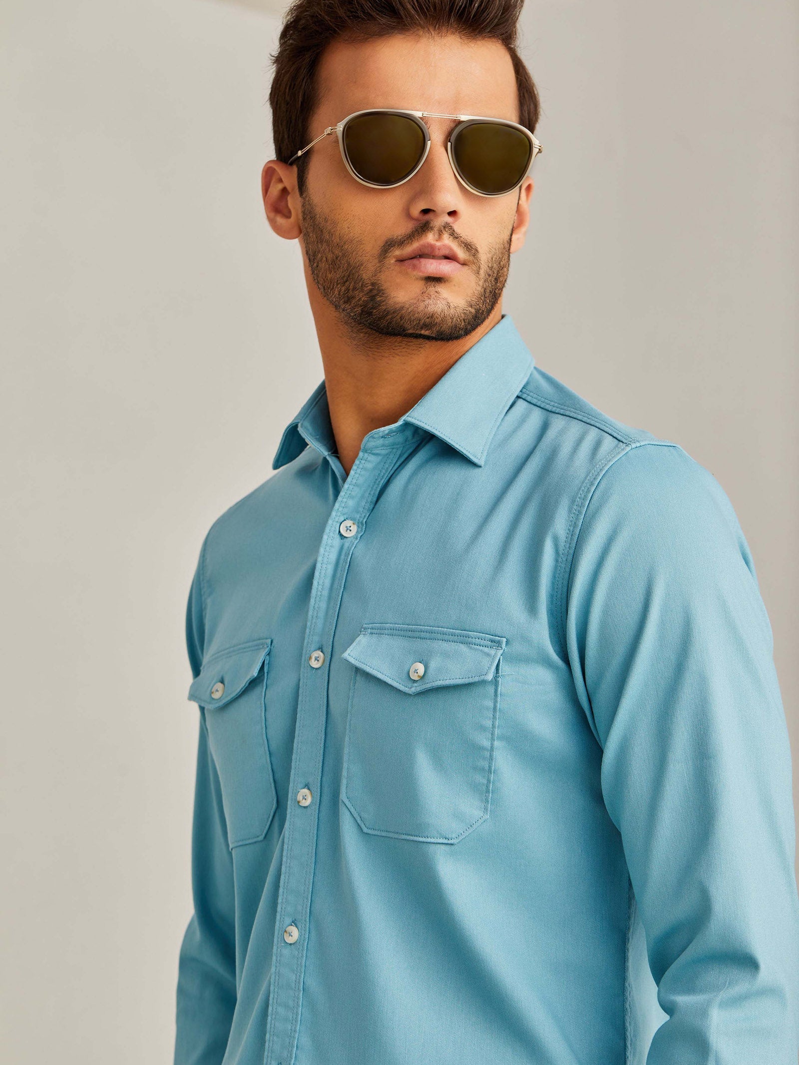 Cyan Power Stretch Cargo Shirt