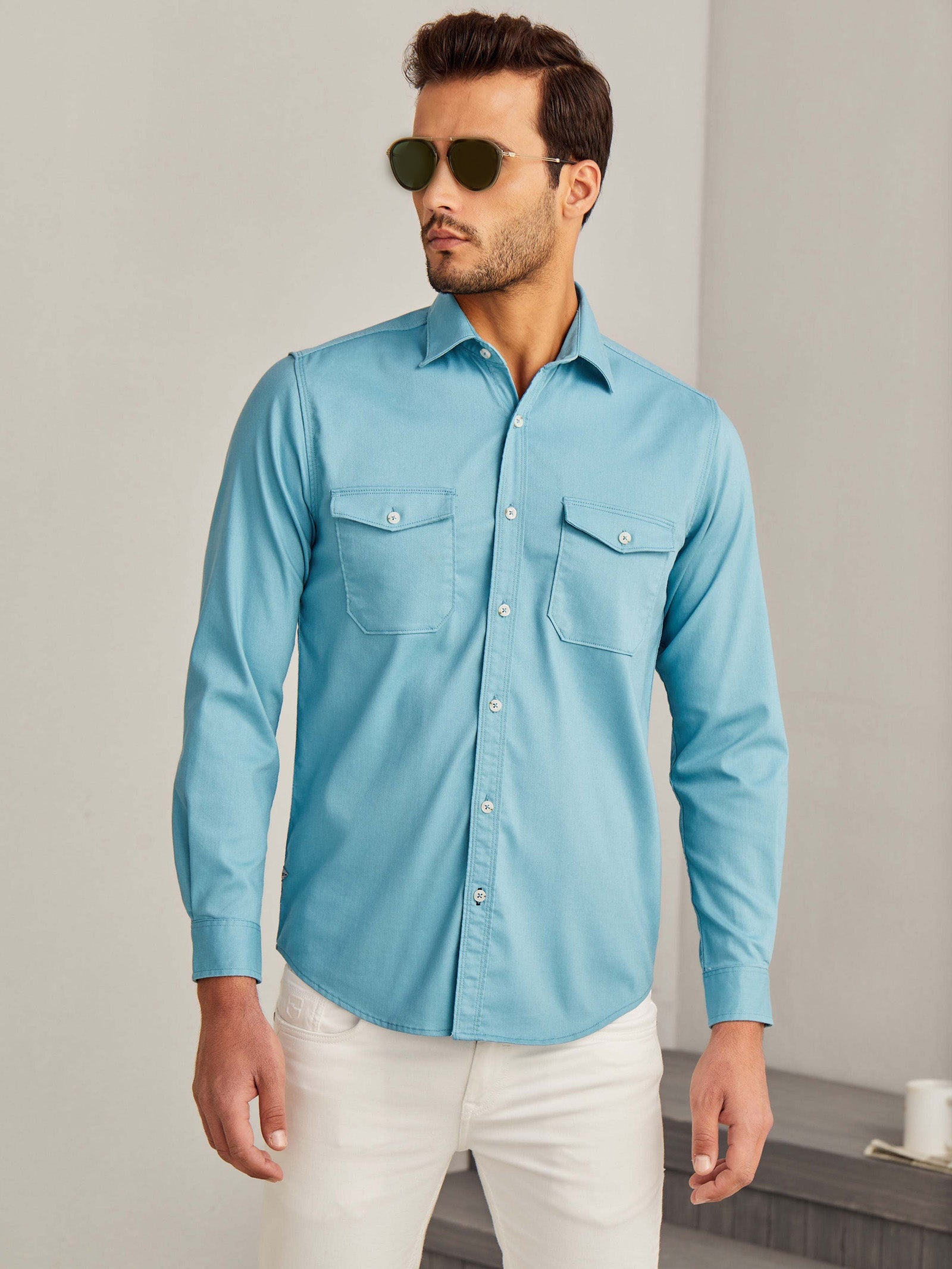 Cyan Power Stretch Cargo Shirt
