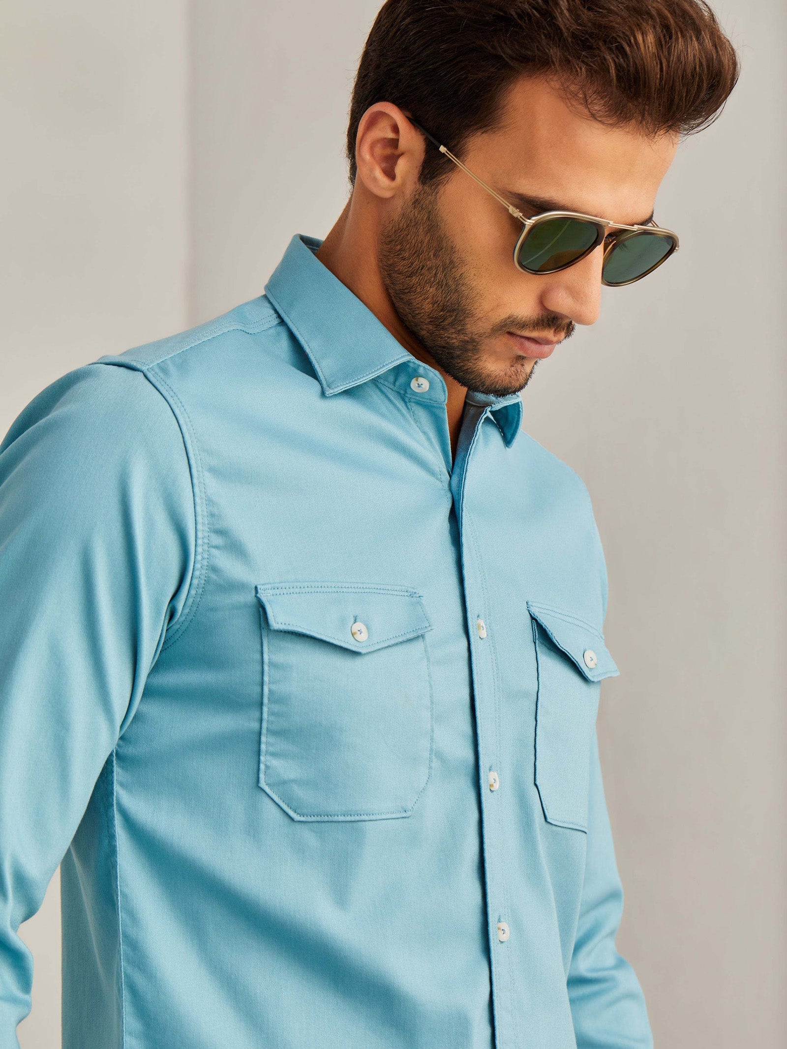 Cyan Power Stretch Cargo Shirt
