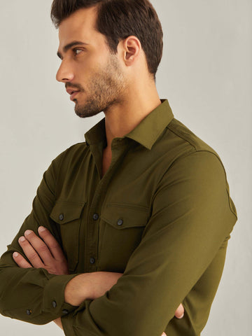 Olive Power Stretch Cargo Shirt
