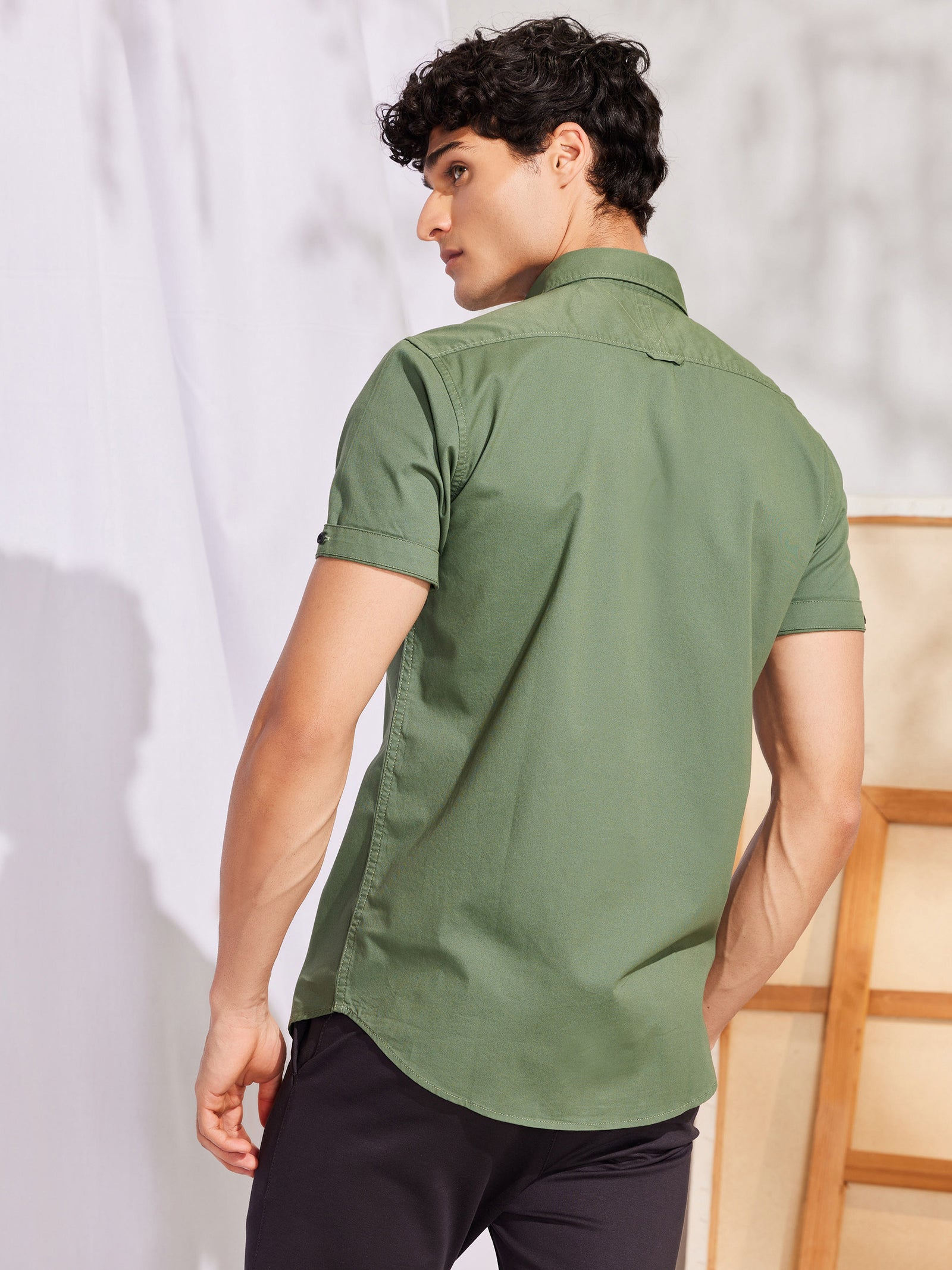 Green Stretch Cargo Shirt