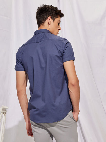 Blue Stretch Cargo Shirt