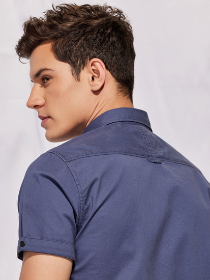 Blue Stretch Cargo Shirt