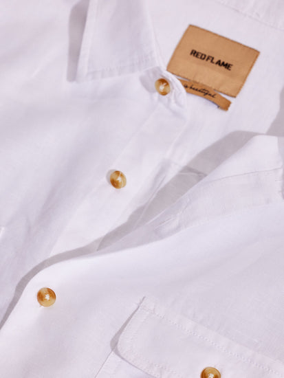 White Linen Cargo Shirt