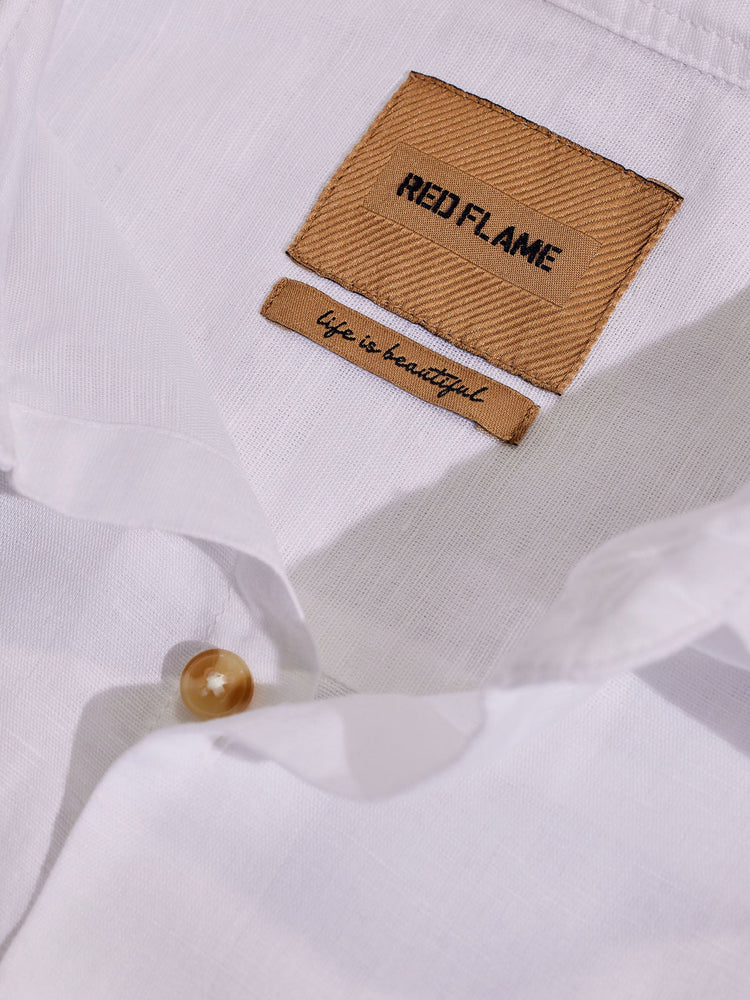 White Linen Cargo Shirt