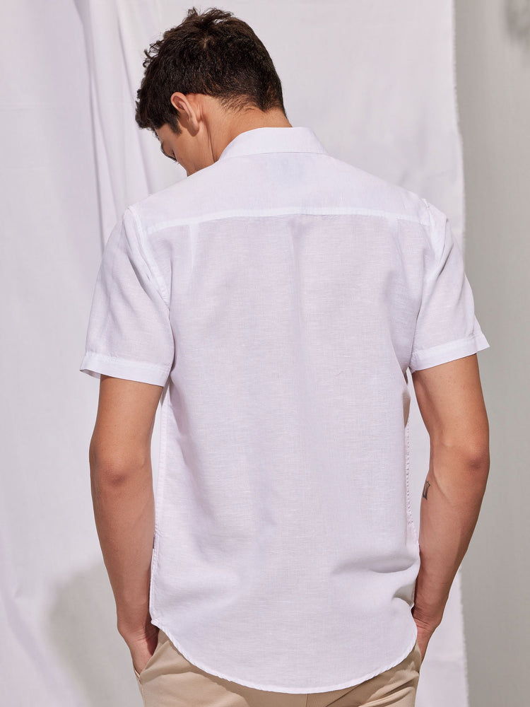 White Linen Cargo Shirt