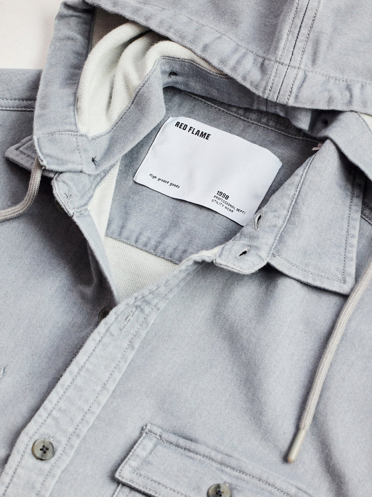 Grey Hooded Denim Shirt