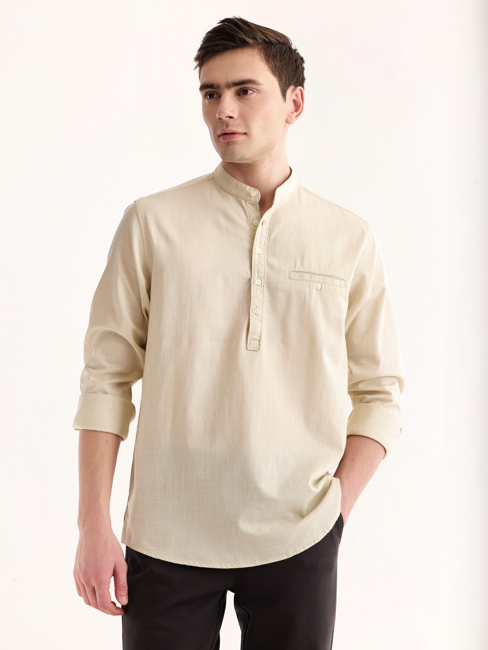 Cream Solid Kurta