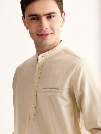 Cream Solid Kurta