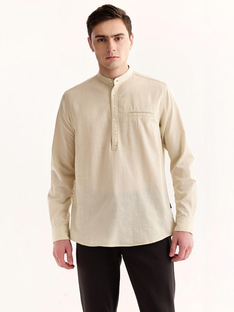 Cream Solid Kurta