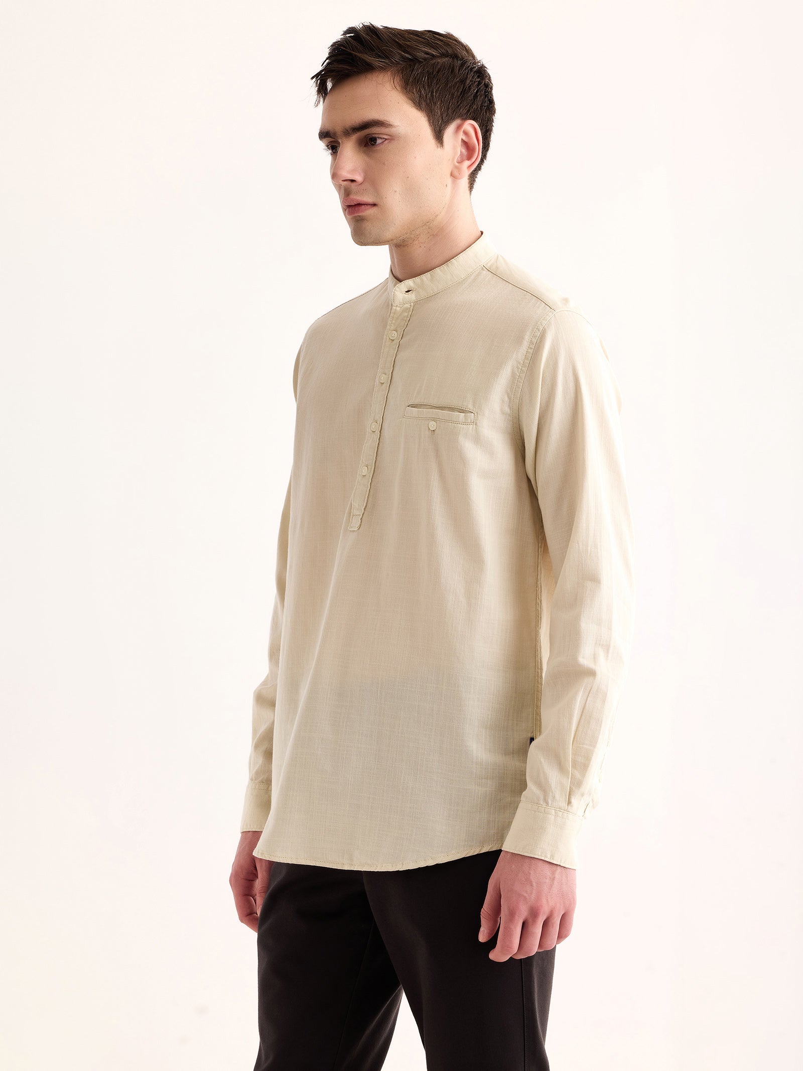 Cream Solid Kurta