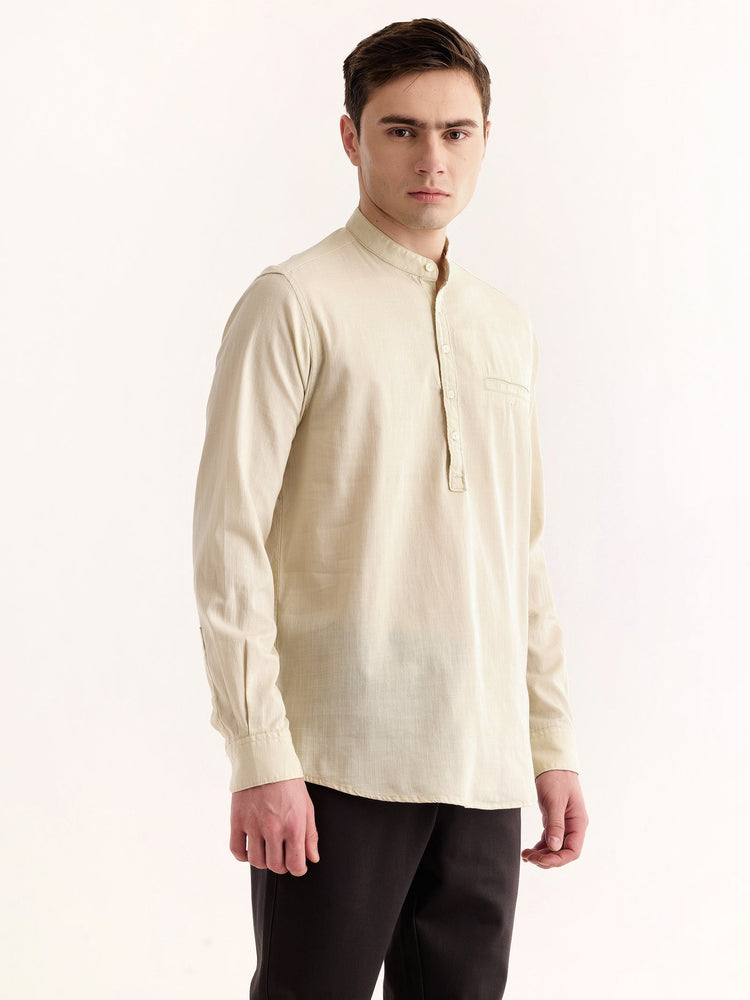 Cream Solid Kurta