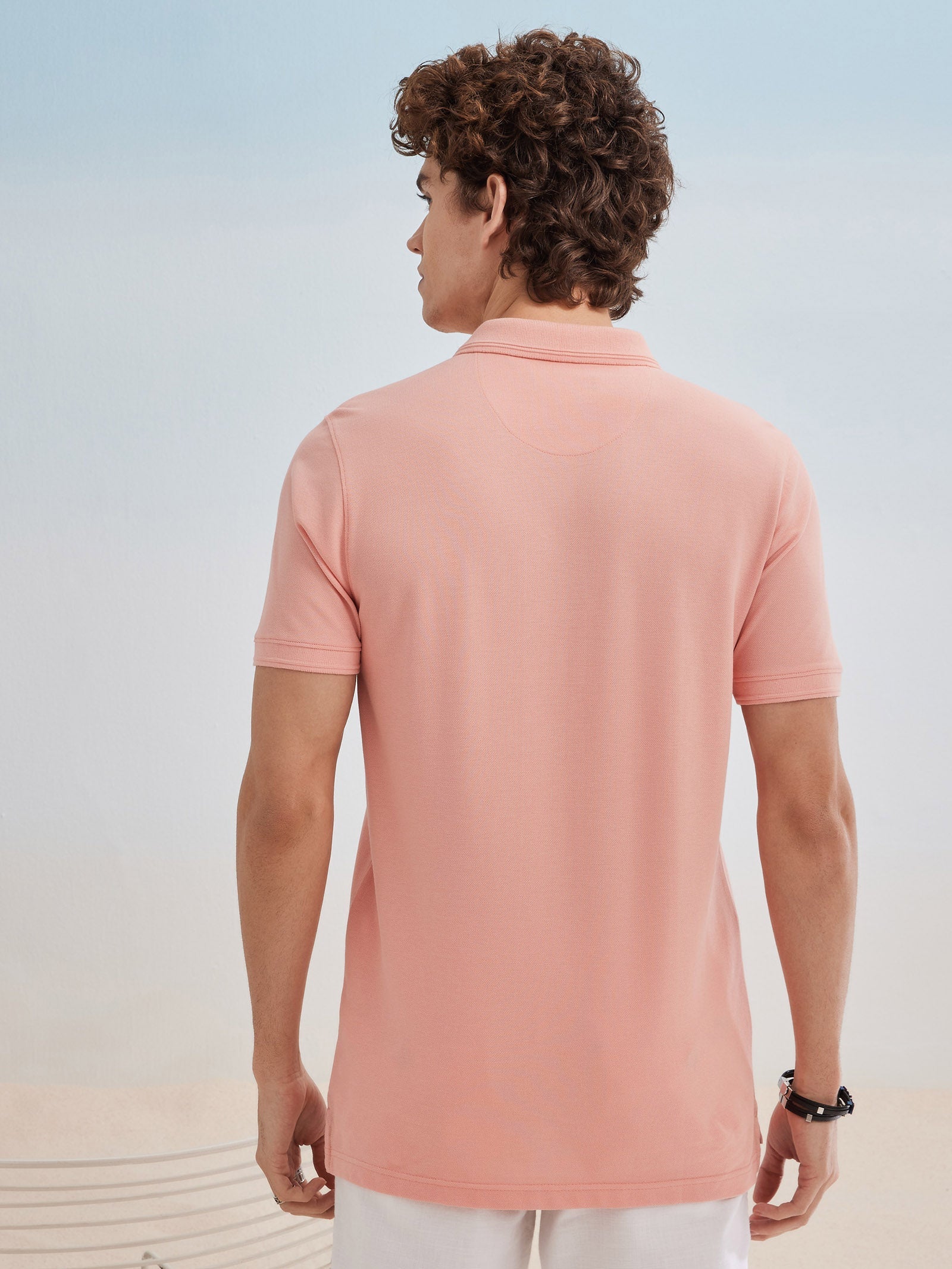 Pink Solid Polo T-Shirt
