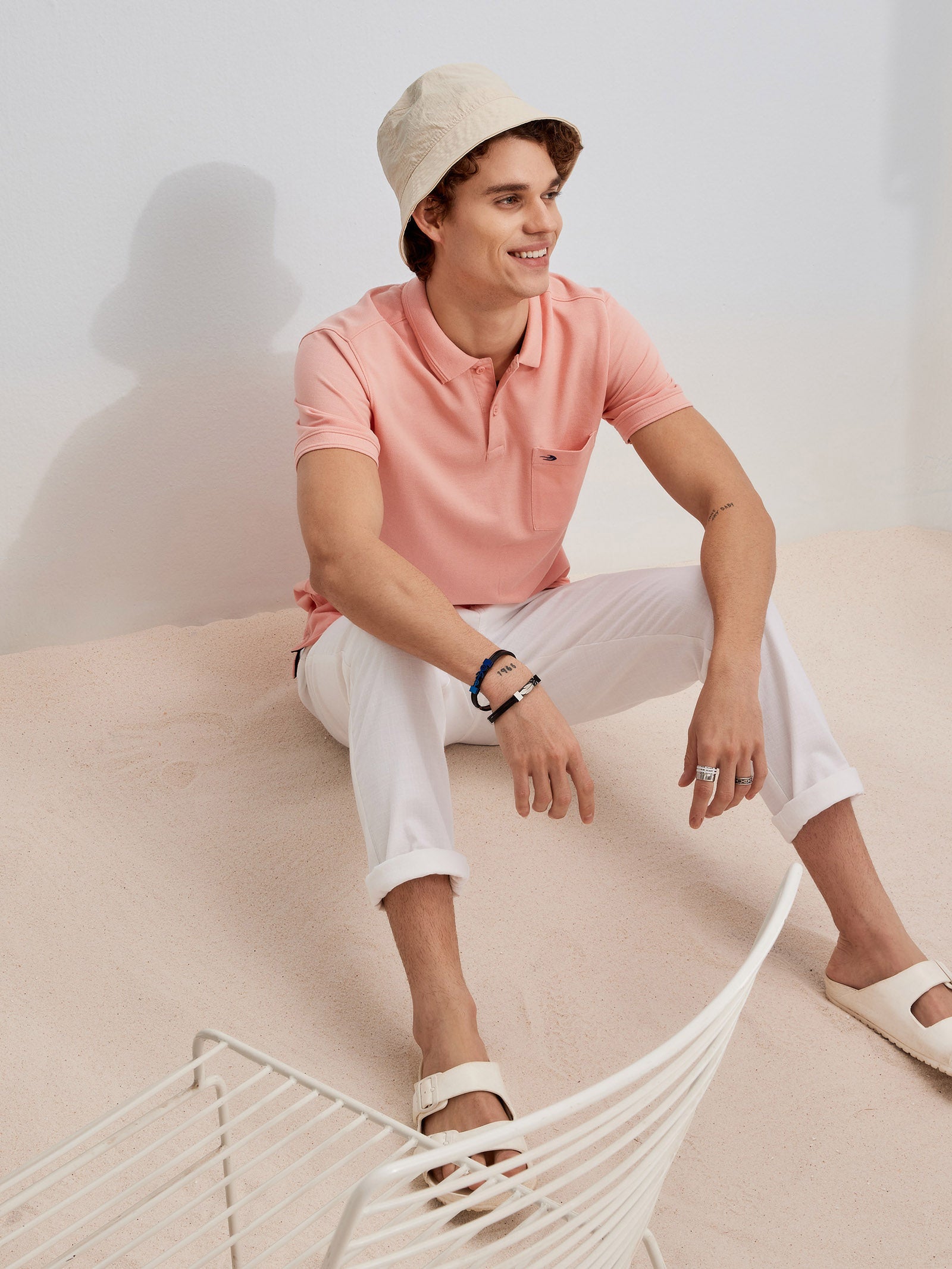 Pink Solid Polo T-Shirt