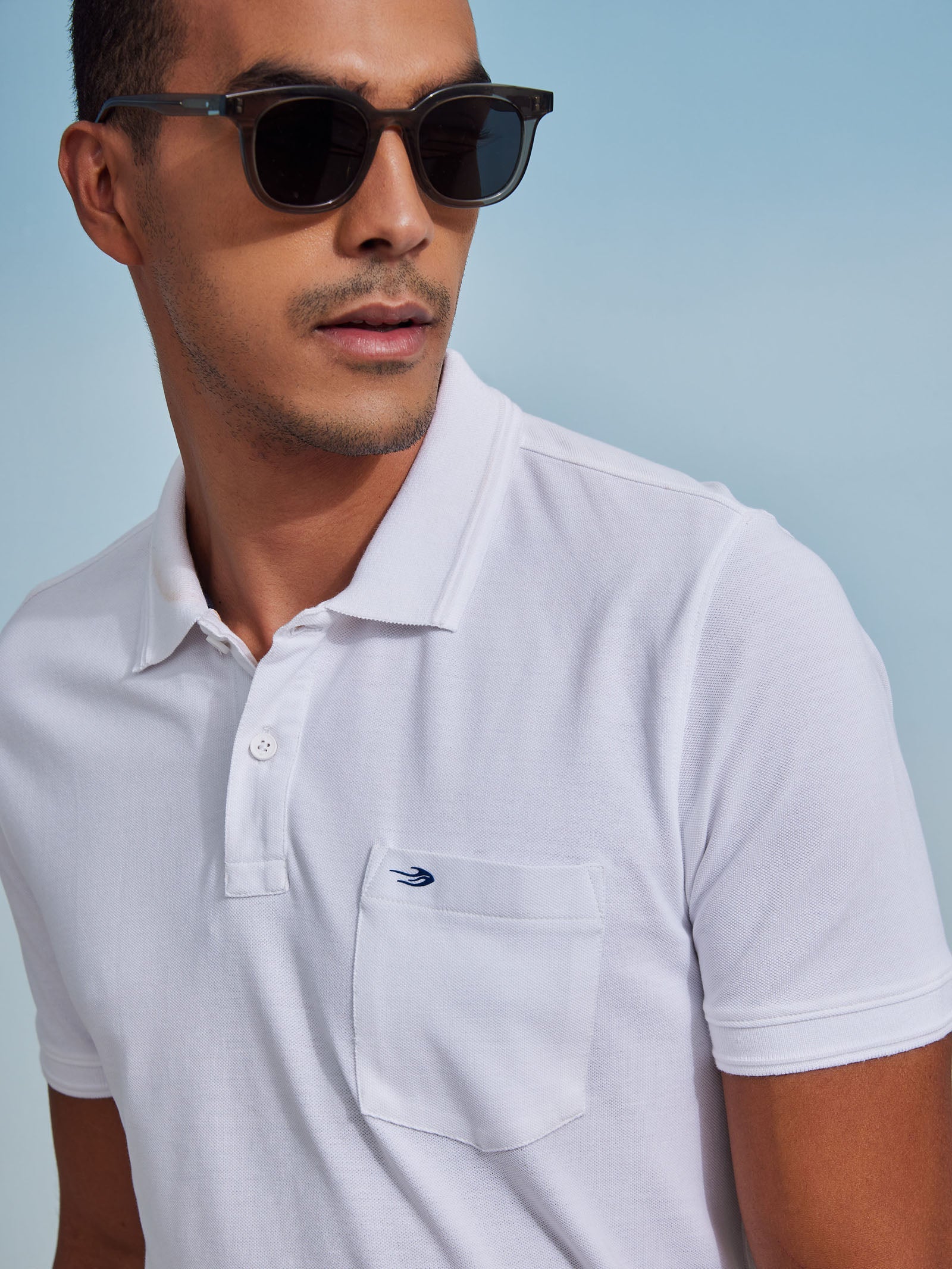 White Solid Polo T-Shirt