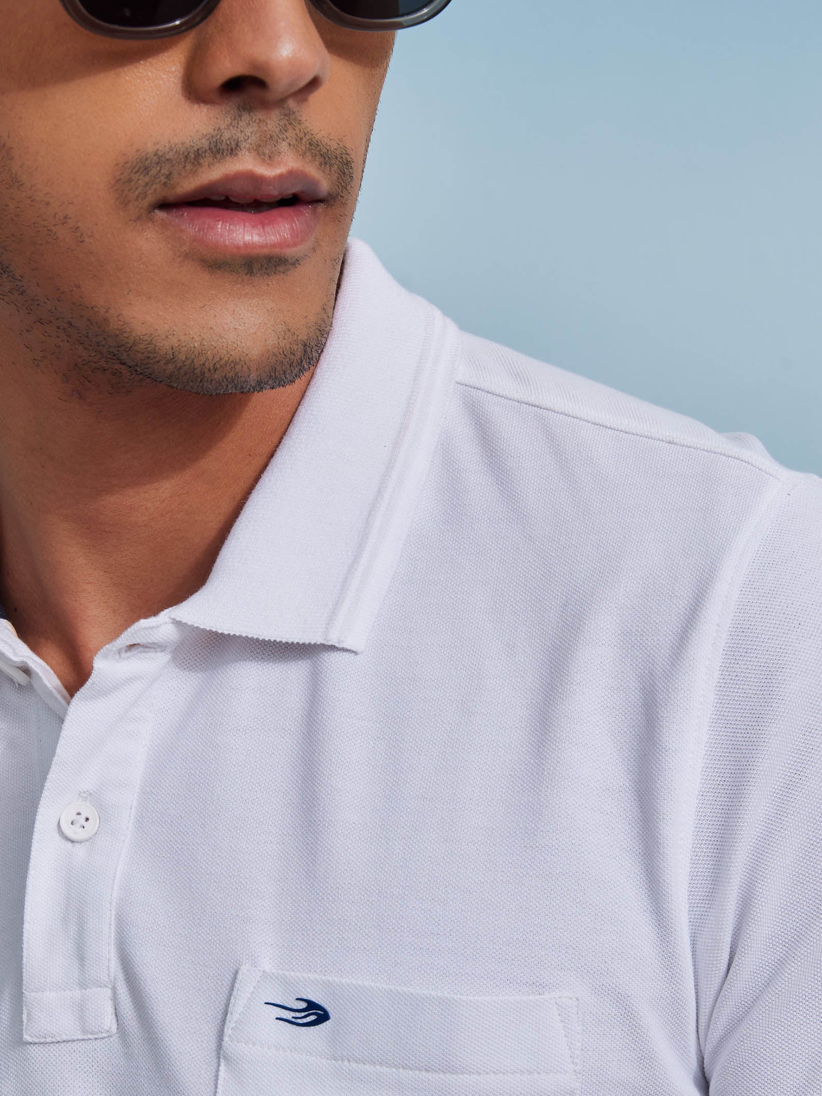 White Solid Polo T-Shirt